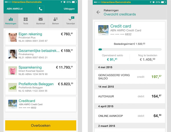 Creditcardgegevens in ABN AMRO app - 2