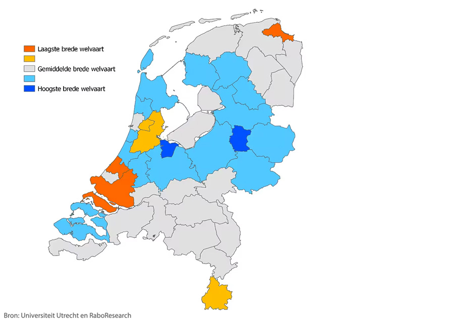 Hoogste brede welvaart in Zuidwest-Overijssel en Het Gooi en Vechtstreek