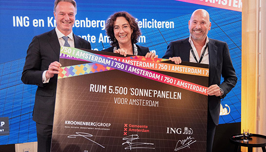 Amsterdam ontvangt 5.500 zonnepanelen van ING en Kroonenberg Groep